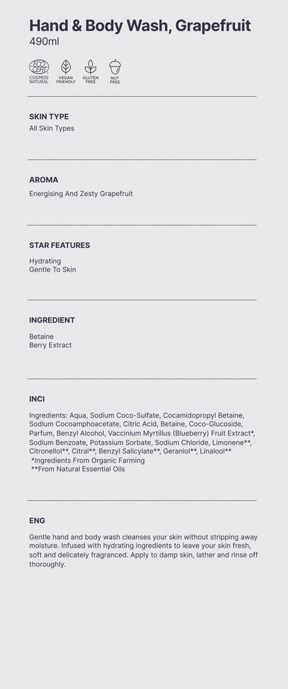Natural. Hand & Body Wash, Grapefruit